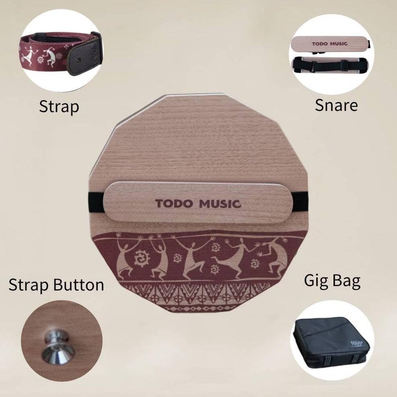 TODO The Nile Travel Cajon: 3-Tone Portable Cajon with Adjustable Snare, Handcrafted & Includes Carry Bag - for Adults and Kids（12-Sided) - Image 3